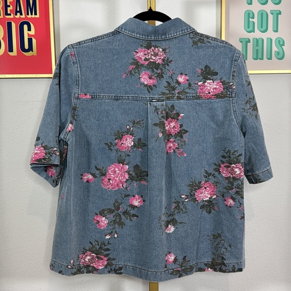 Bibi Floral Denim Bottom Down Shirt - Picture 4 of 5